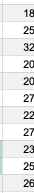 column of numbers, wanting 20 to be highlighted here