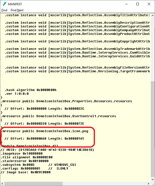 Manifest from ildasm.exe