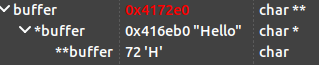 Debugging result of buffer after function call