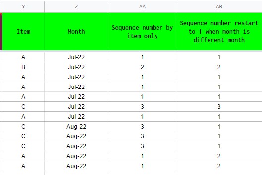 Expected outcome in column AB