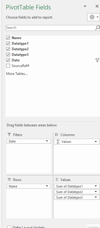 Pivot Table Setting