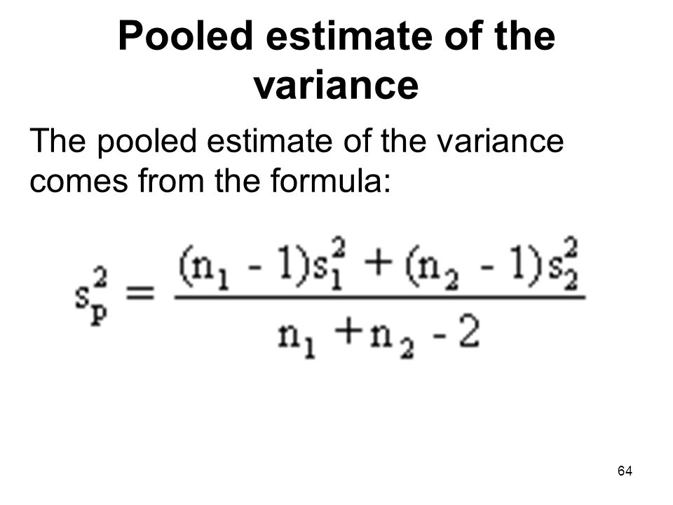 Formula for Pooled estimate of variance