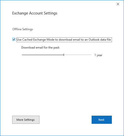 cache period in the Outlook profile