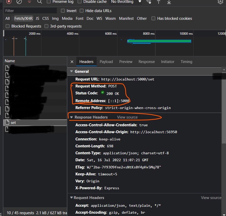 Network response when API works