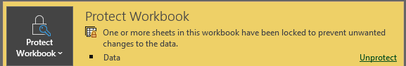 Protected Workbook warning