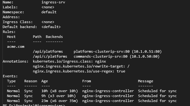 kubectl describe ing ingress-srv