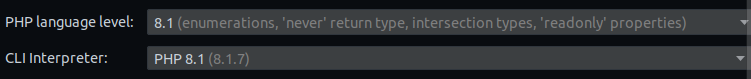 PhpStorm version of PHP