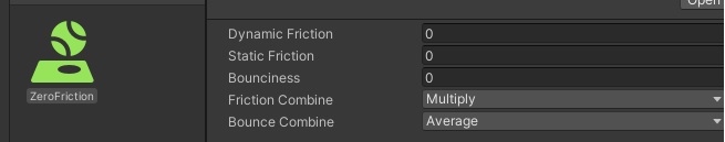 player collider material settings