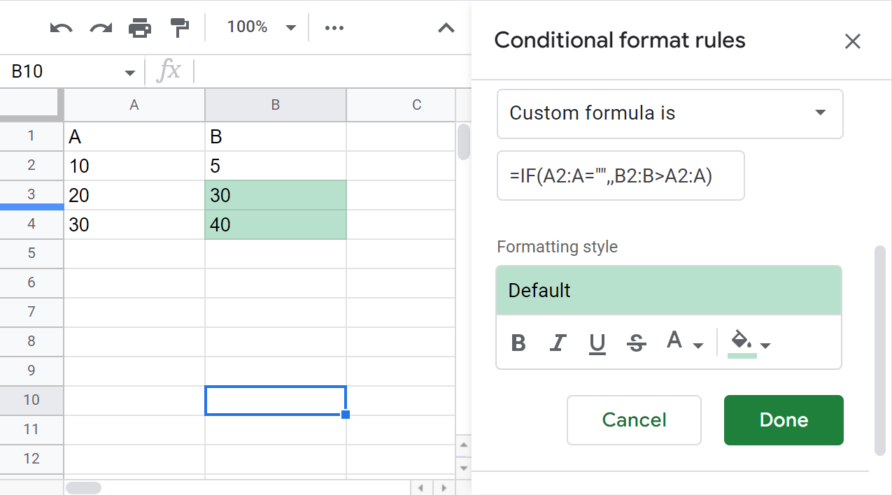 Conditional formatting