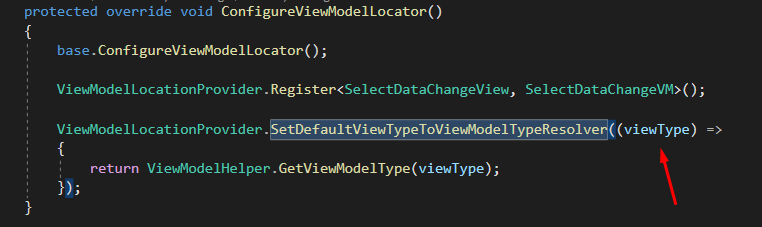 Custom view model type resolver code.