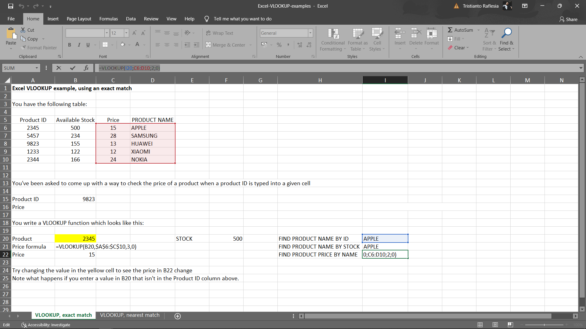 the excel screenshot