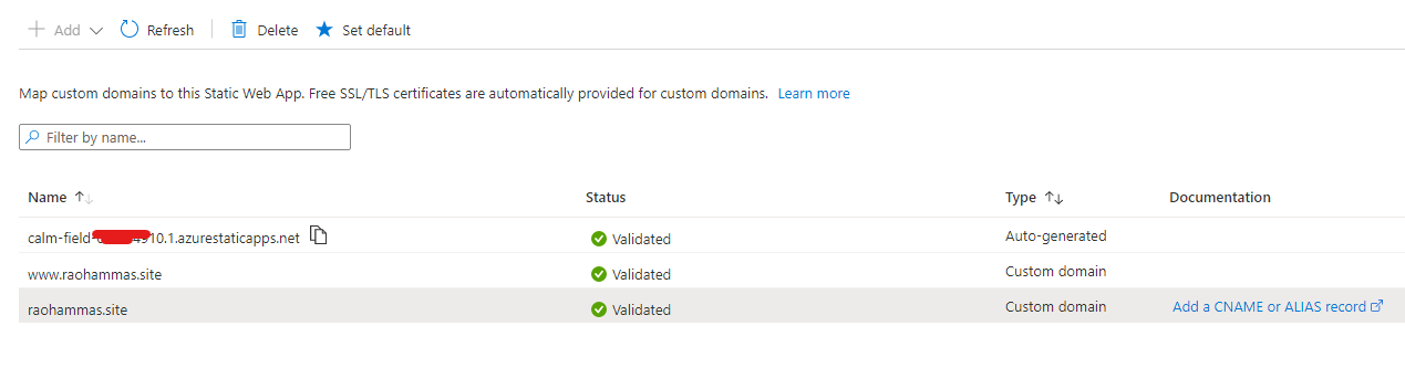 Azure domain status