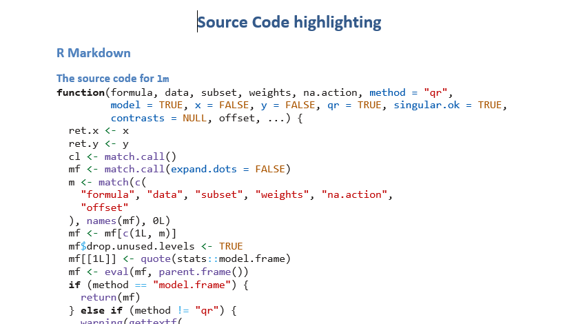 syntax highlighting in Output