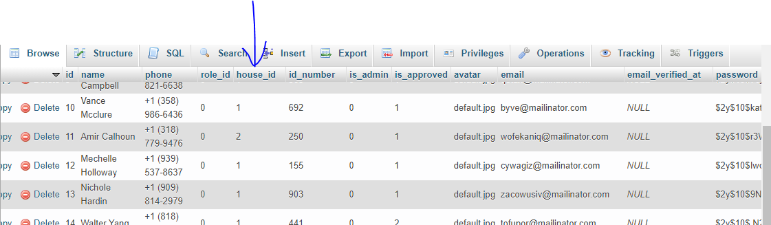 users column house id