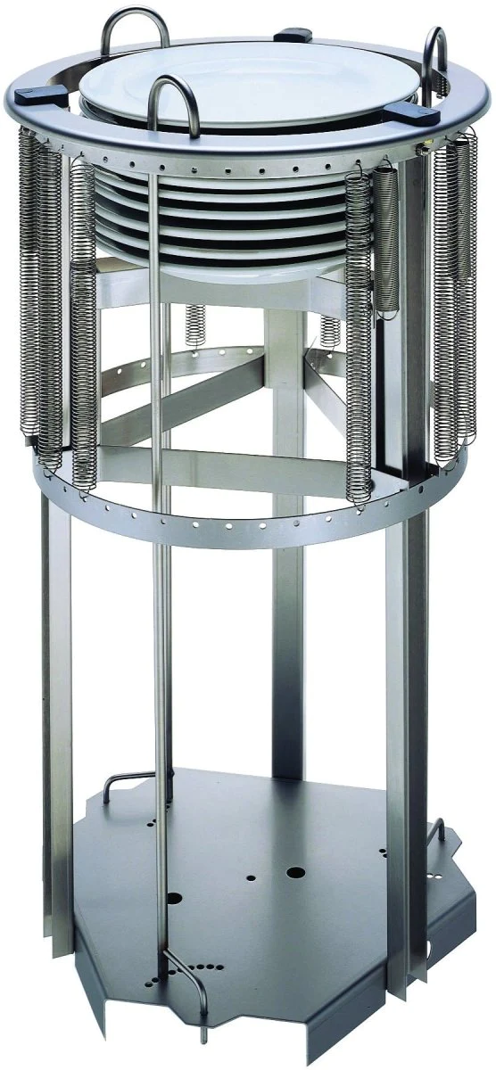 Spring balanced plate stacker frame