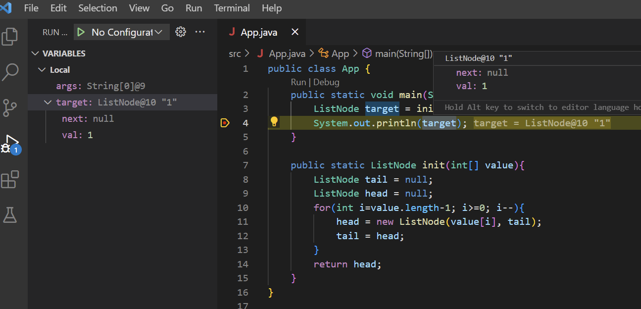 debug in vscode