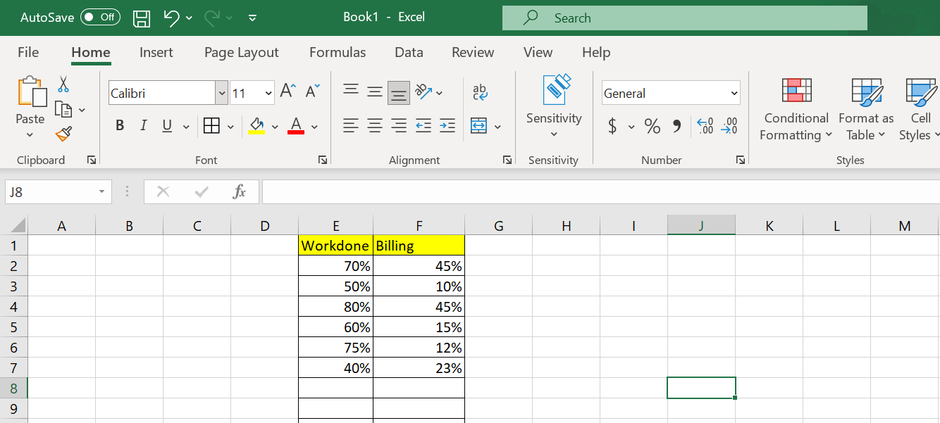 Excel sheet 1