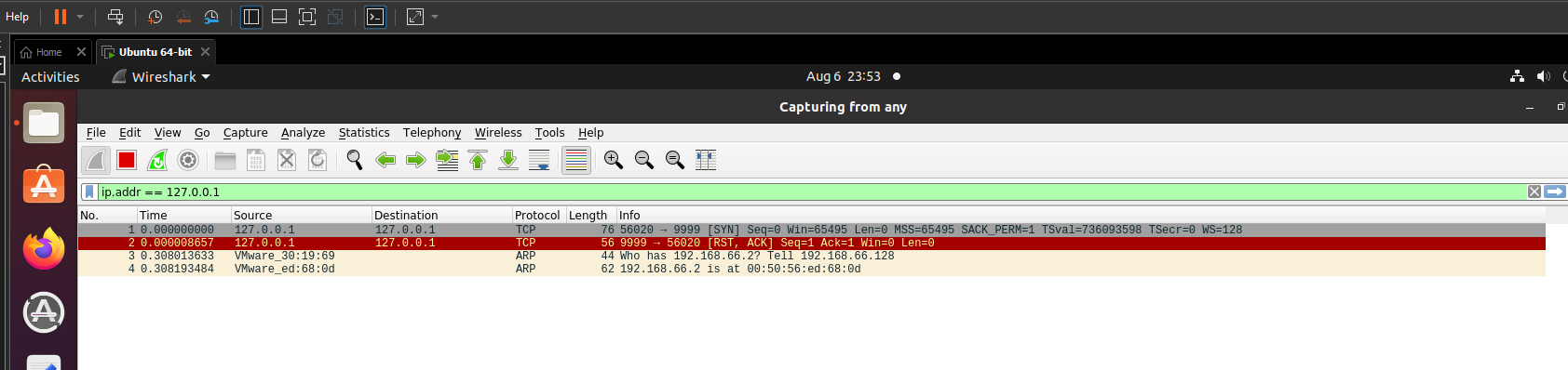 the focus on the red record of the TCP sockets