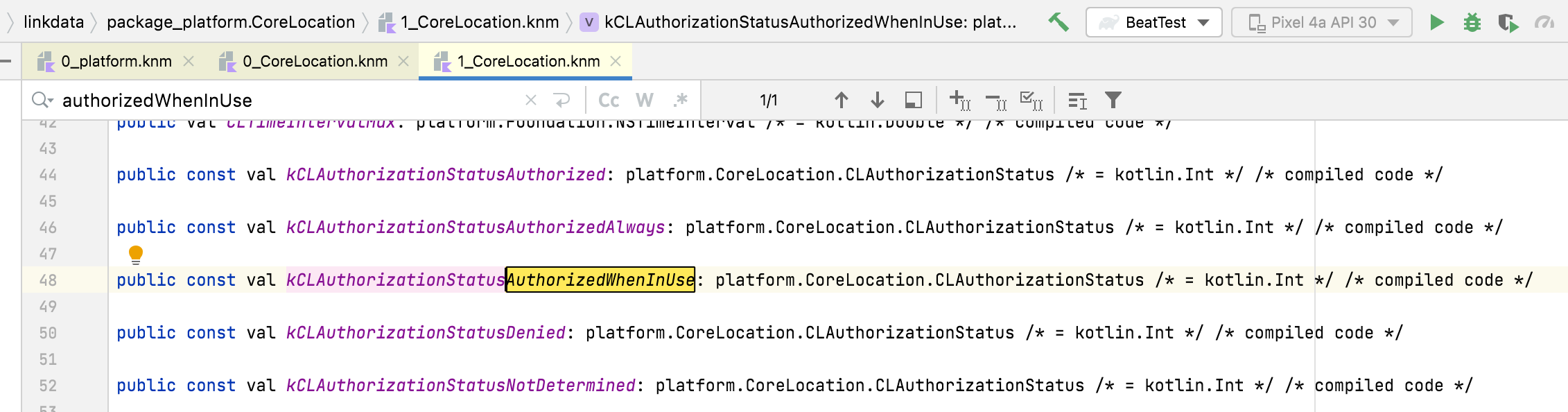 Kotlin CoreLocation framework reference code