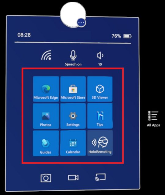 HoloLens 2 Start Menu