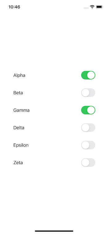 Individual toggles for each row