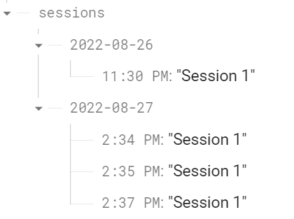 I'm looping two refernces to get into the session timestamps