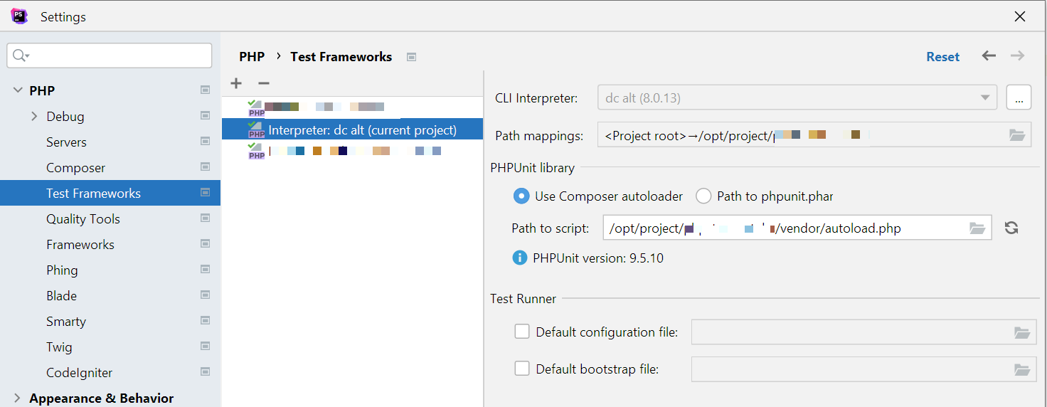 phpunit config