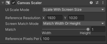 Canvas scaler settings