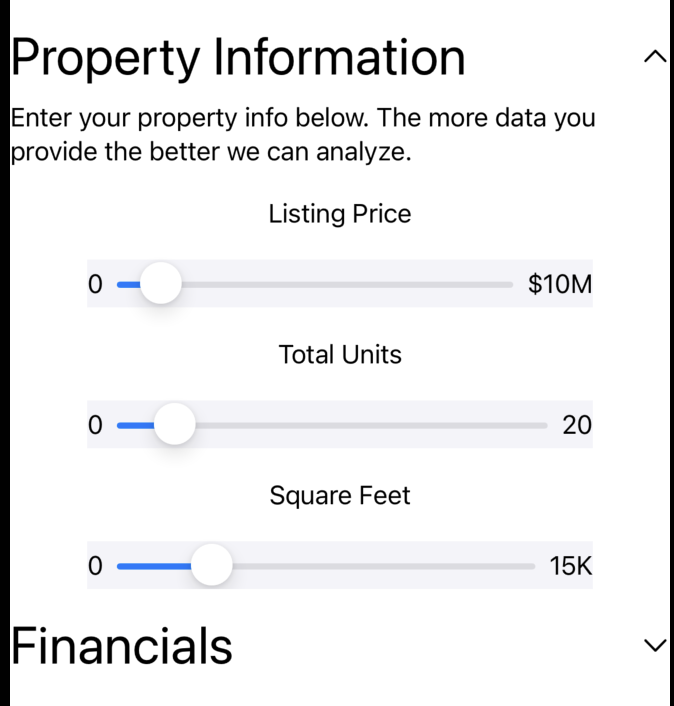 Screenshot #1: Property Information menu initially expanded