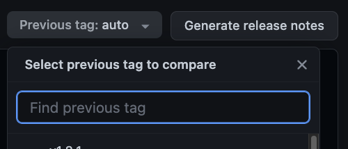 previous tag for generated release notes
