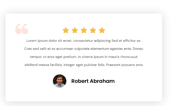 Screenshot of placeholder Testimonial with star rating