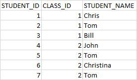 Students Table Screenshot