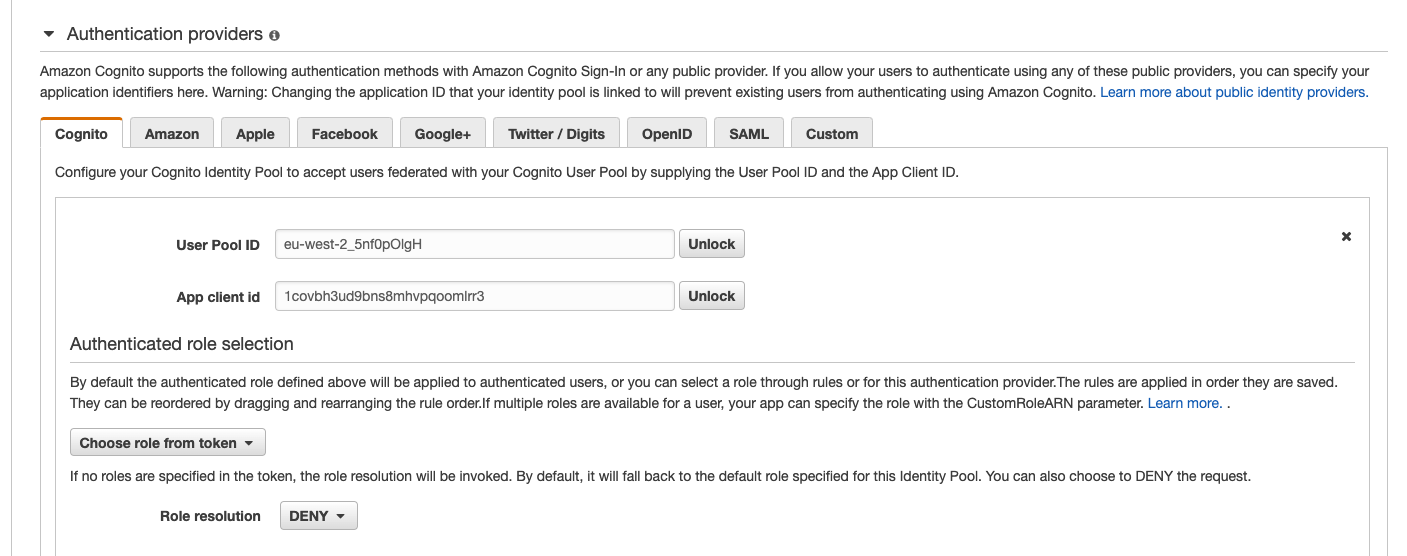 cognito auth role selection