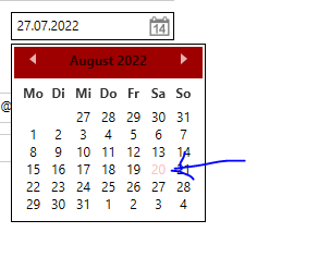 DatePicker with an opened Calendar where the mouse is over a day. The foreground color is Pink, but the default background is removed, as well as the selected day.