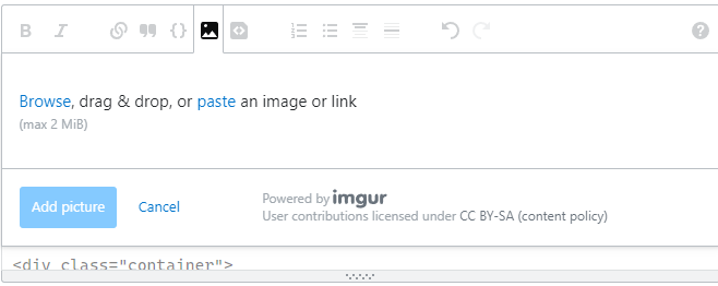 Screenshot of StackOverflow image uploader