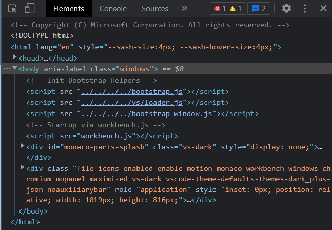 Live Preview's element section