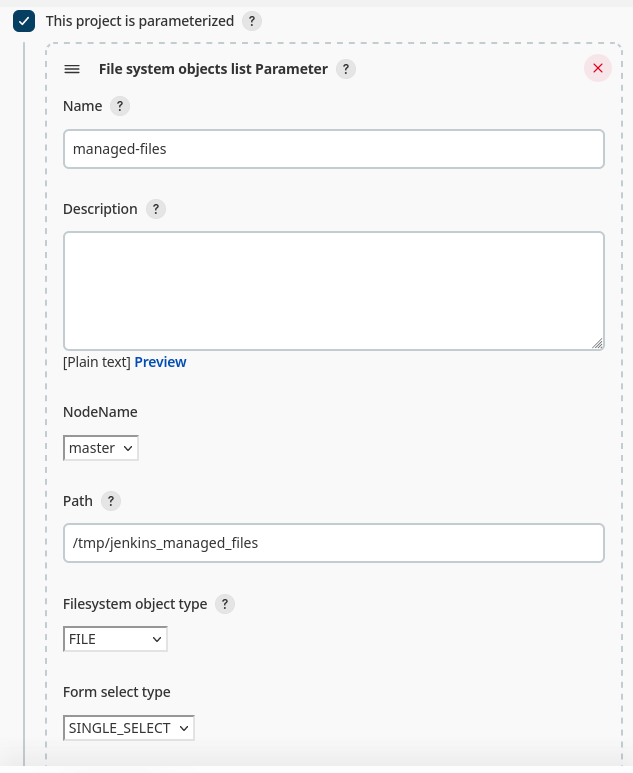 parameter setup