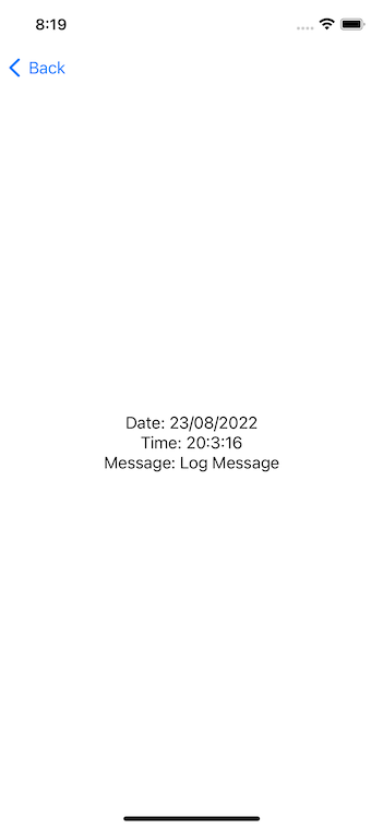 2. LogDetailedView - with the log details (date, time and message)