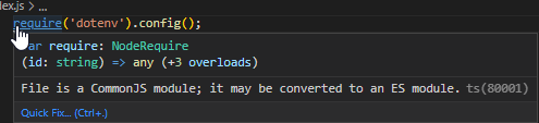 File is a CommonJS module; it may be converted to an ES module.ts(80001)