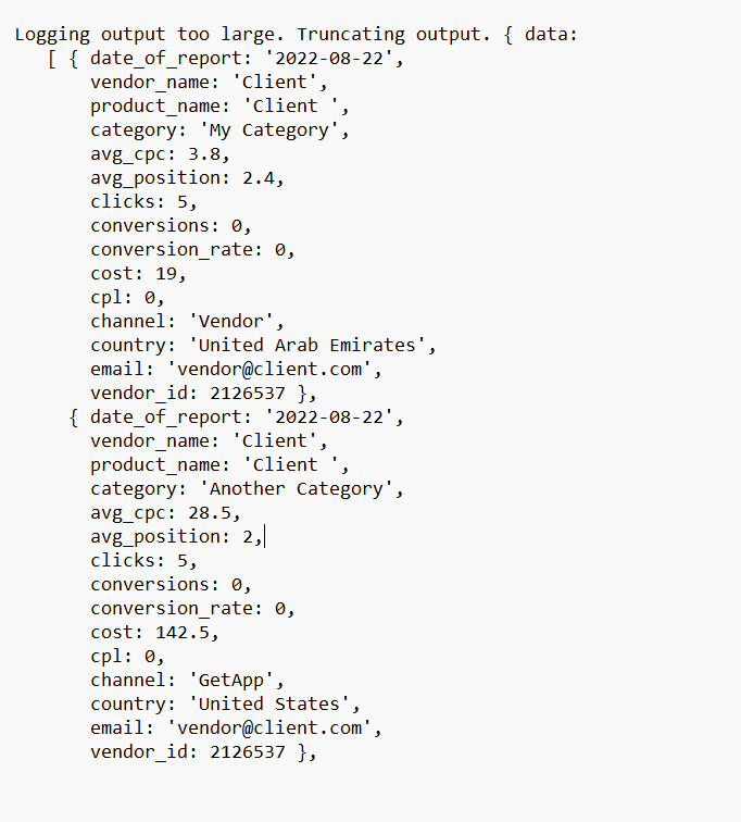 JSON data sample