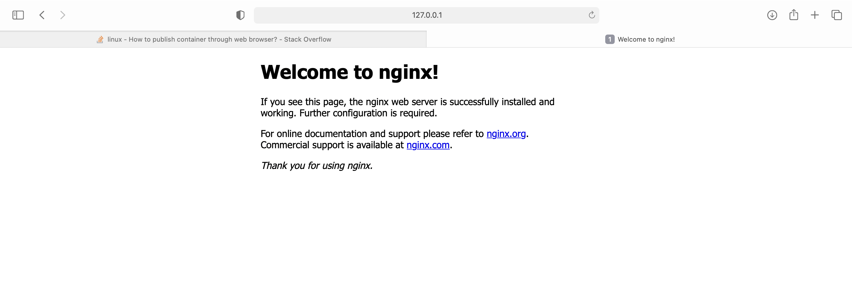 Nginx pod's output