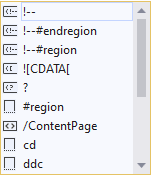 Intellisense options missing