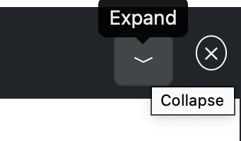 Expand/Collapse button in the expanded state with "Collapse" in HTML title and "Expand" in bootstrap title