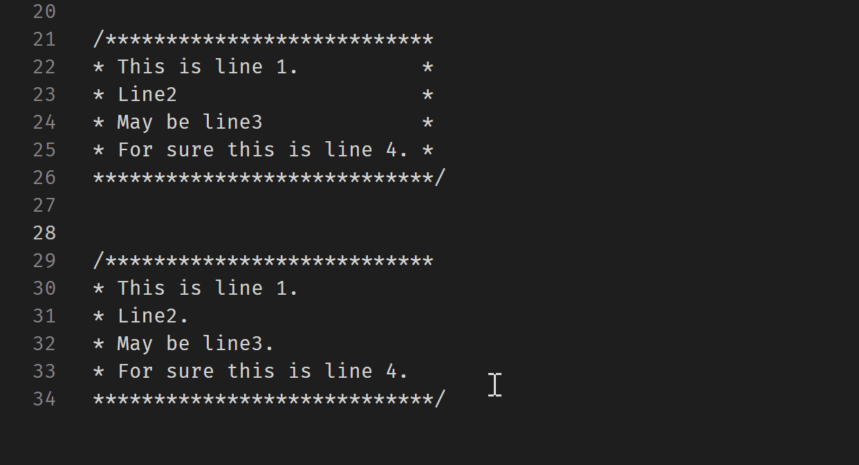 pad selected lines with spaces and add asterisk