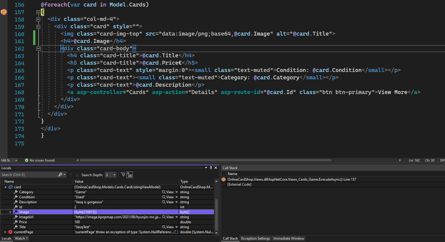 My code and what I receive in my object that contains the image byte array