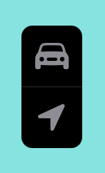 Two buttons stacked vertically, drawn to look like the buttons in Apple Maps in dark mode. The top bottom shows the car icon. The bottom icon shows the location icon.