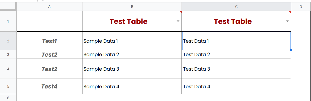 Sheet Table