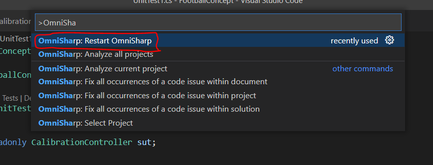 Restart OmniSharp from the command palette in VS Code.