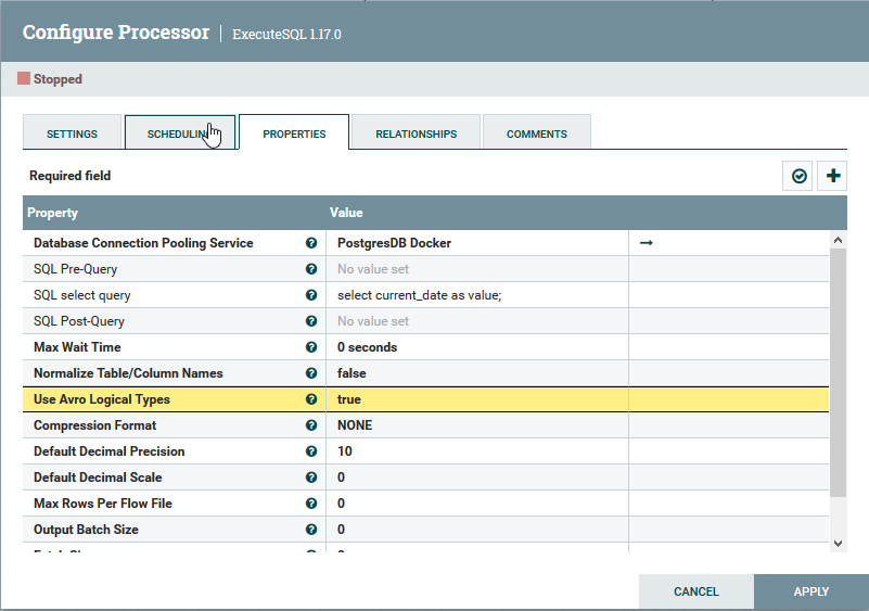 Execute Sql Processor