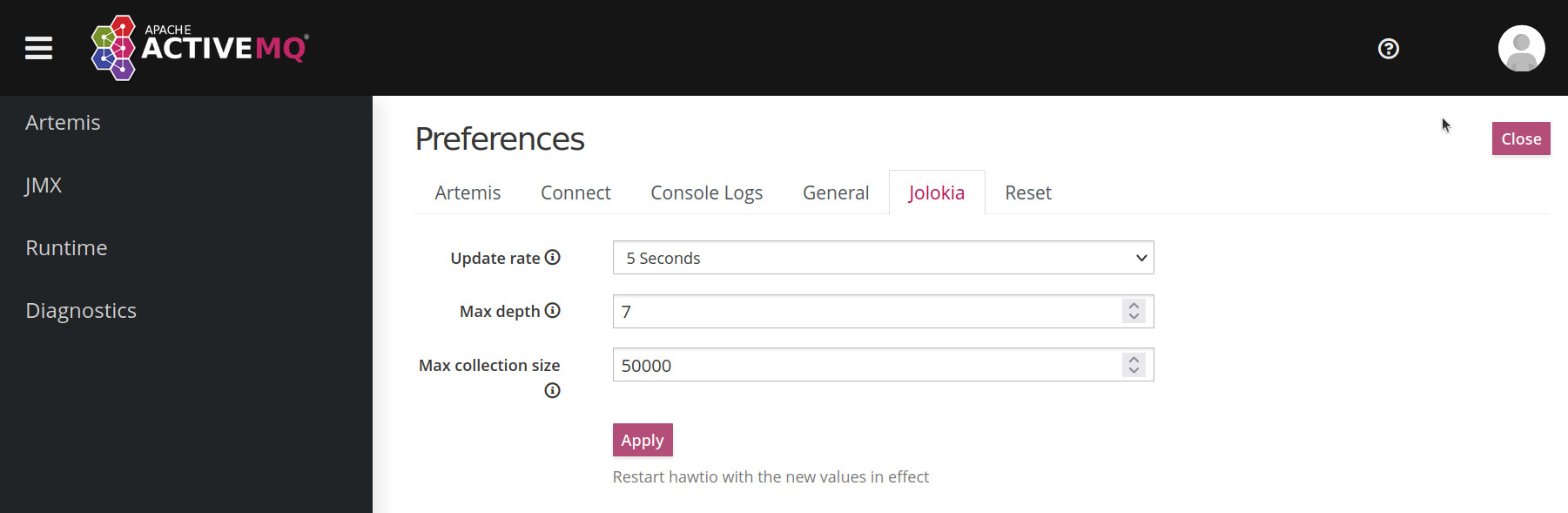 Jolokia Preferences